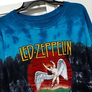 Led Zeppelin US Tour 1975 Tie Dye Long Sleeve Graphic T-Shirt Men Large Blue Red